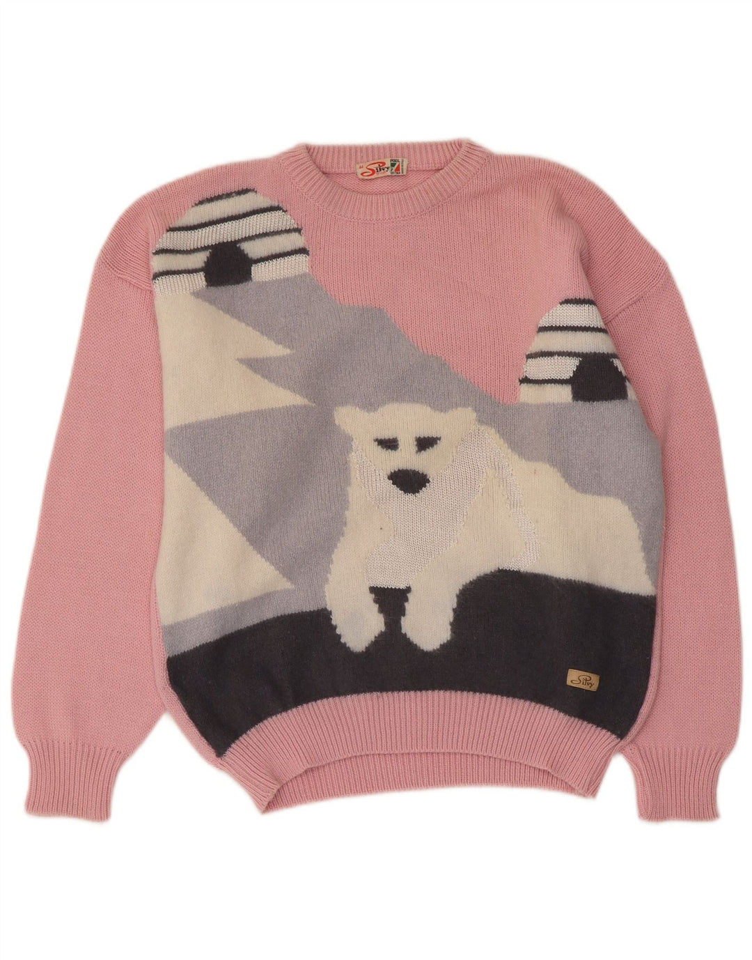 Silvy Womens Graphic Crew Neck Jumper Sweater IT 44 Medium Pink Colourblock