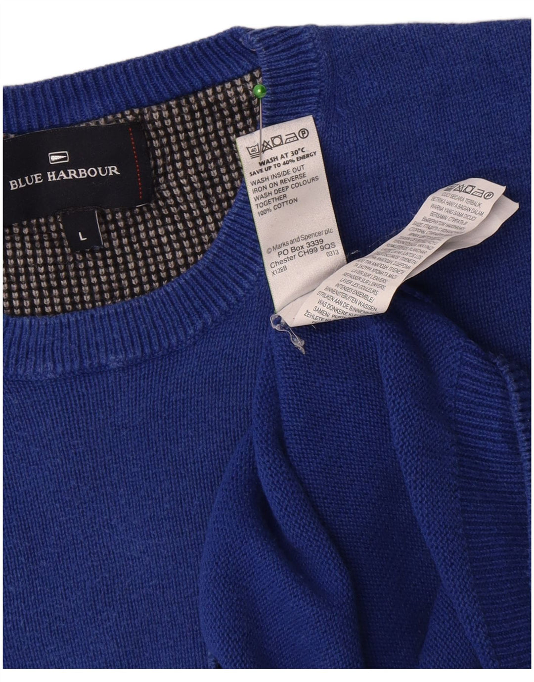 Marks & Spencer Mens Blue Harbour Crew Neck Jumper Sweater Large Blue