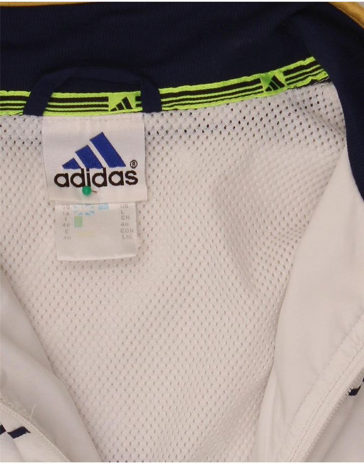 Adidas Womens Tracksuit Top Jacket UK 14 Large White Colourblock