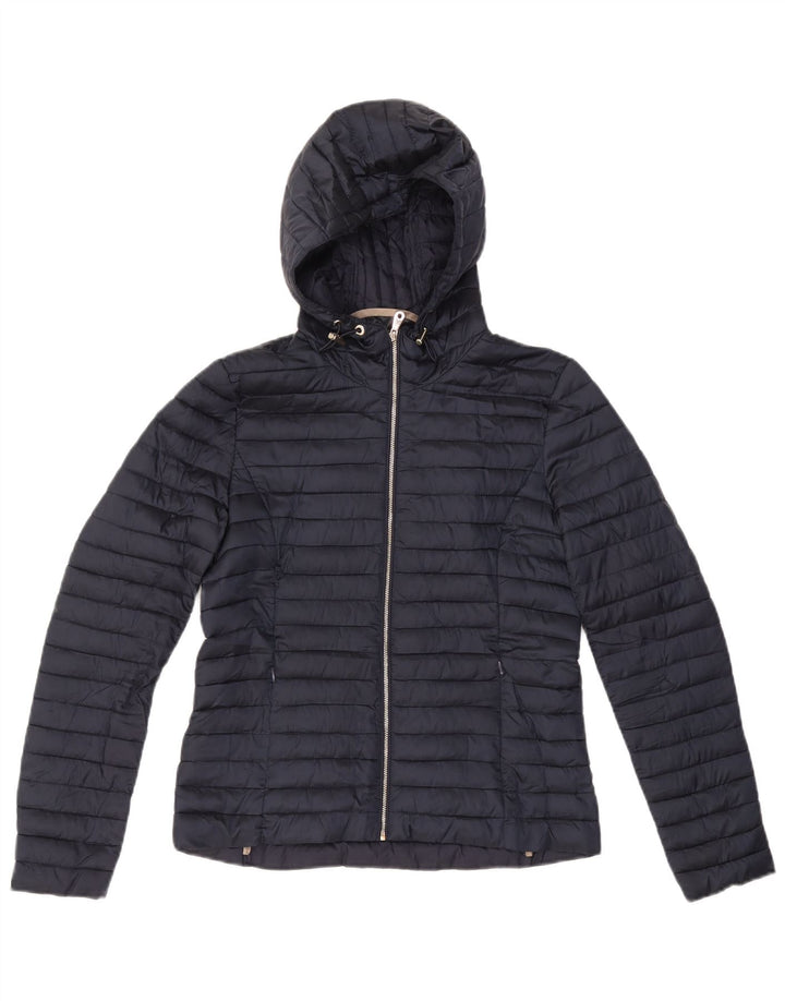 MASSIMO DUTTI Giacca imbottita con cappuccio da donna UK 10 Small Blu Navy