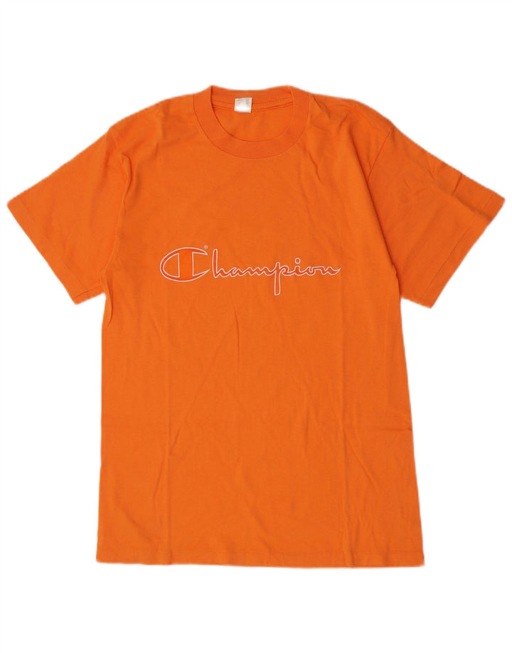 Champion Mens Graphic T-Shirt Top Medium Orange Cotton