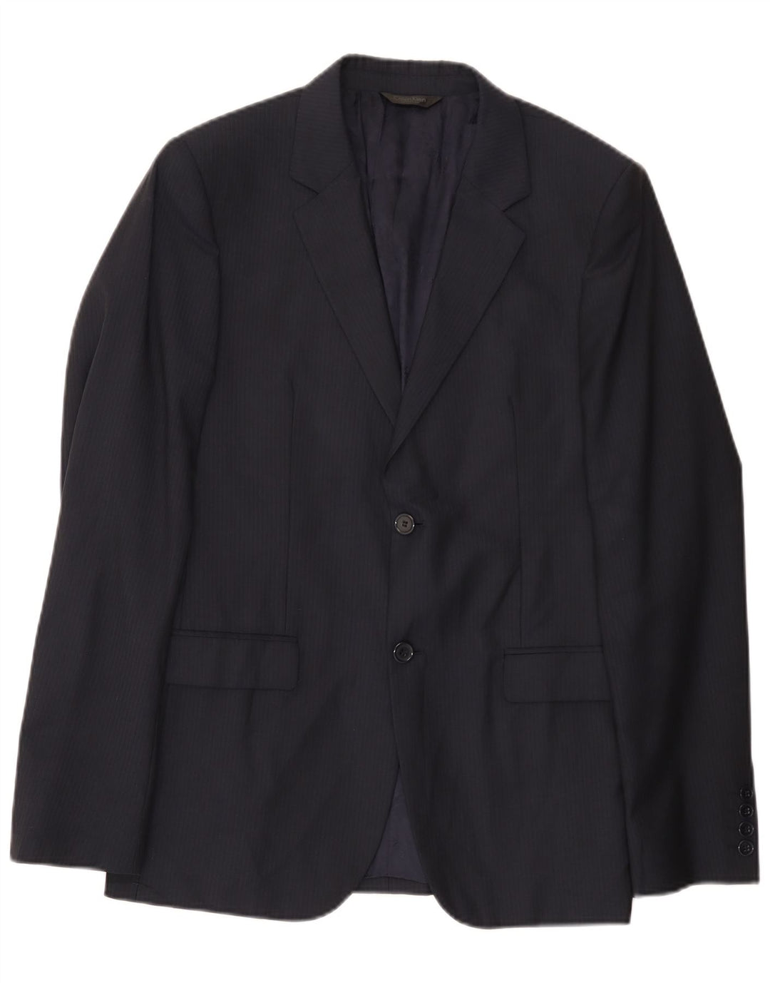 Calvin Klein Mens 2 Button Blazer Jacket IT 48 Medium Navy Blue Pinstripe