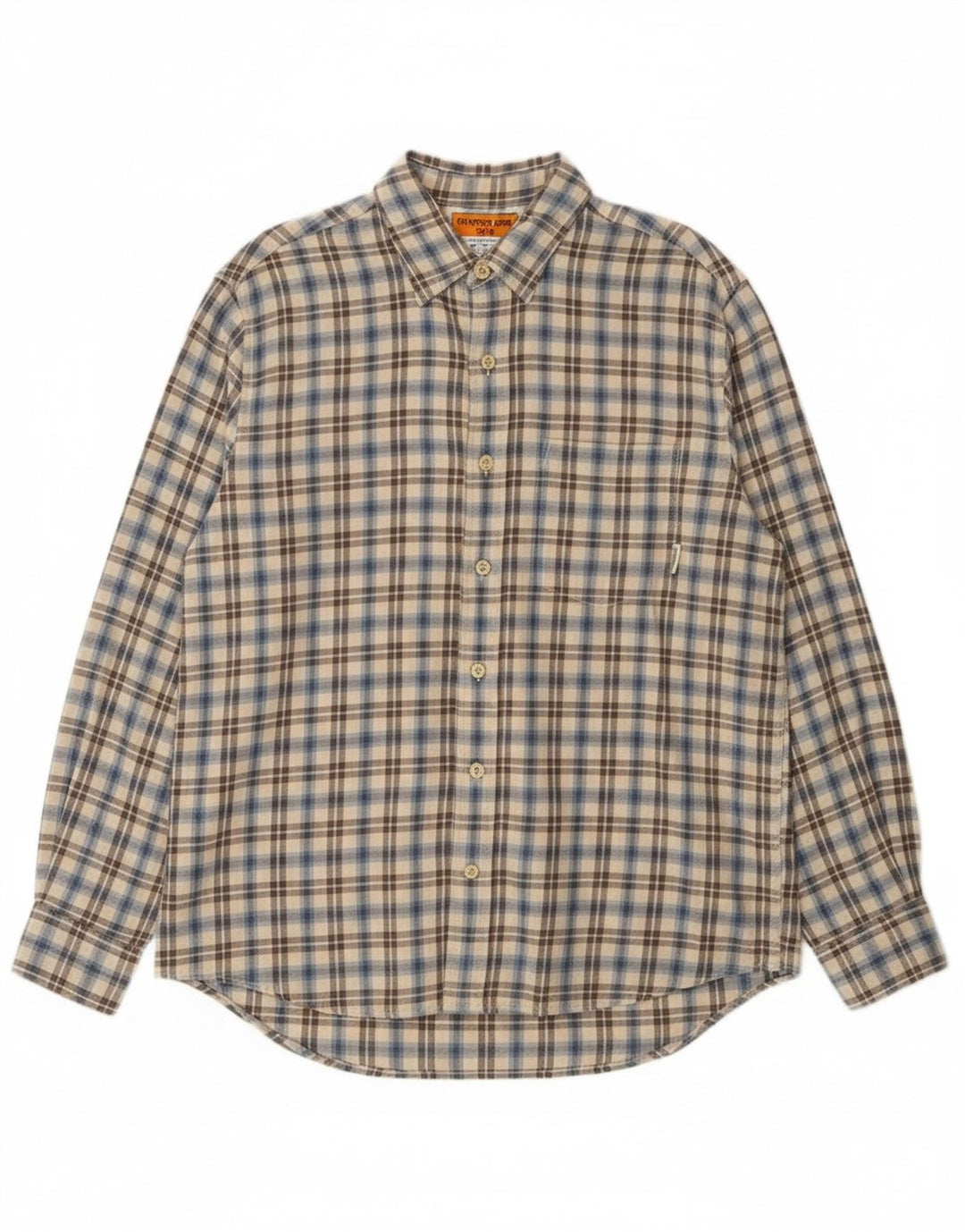 Timberland Mens Flannel Shirt Medium Beige Check Cotton