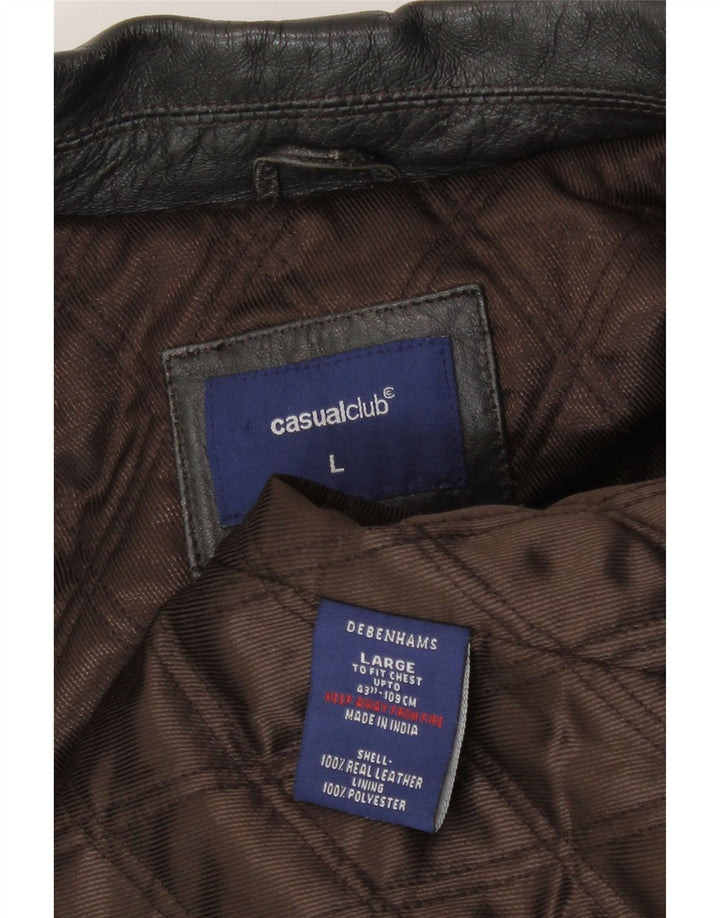 Debenhams Mens Leather Jacket UK 40 Large Black Leather