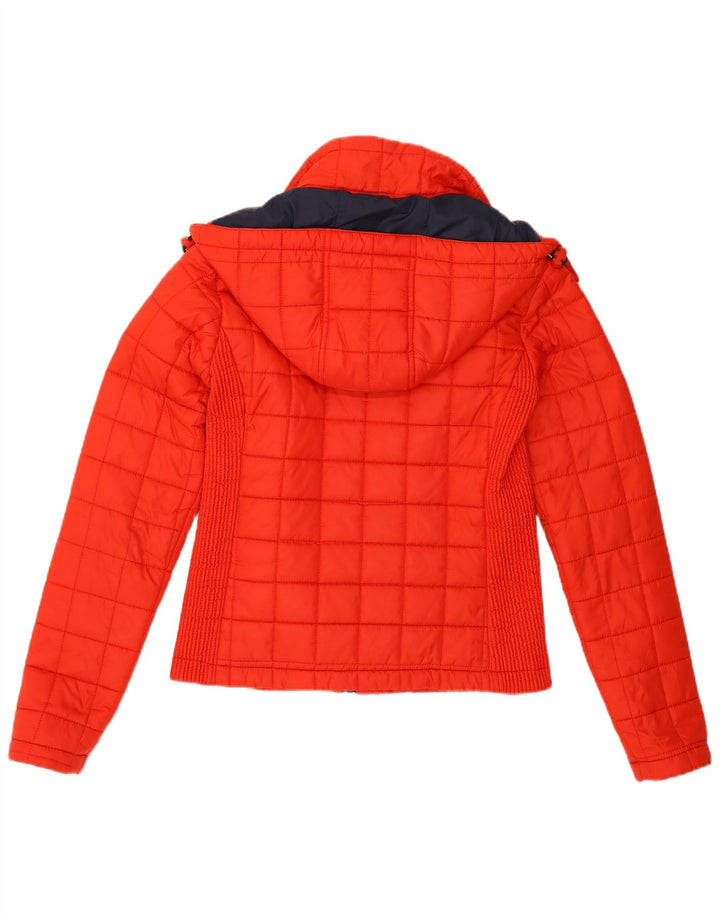Superdry Wattierte Damenjacke mit Kapuze, UK 8, Größe S, Rot, Polyester