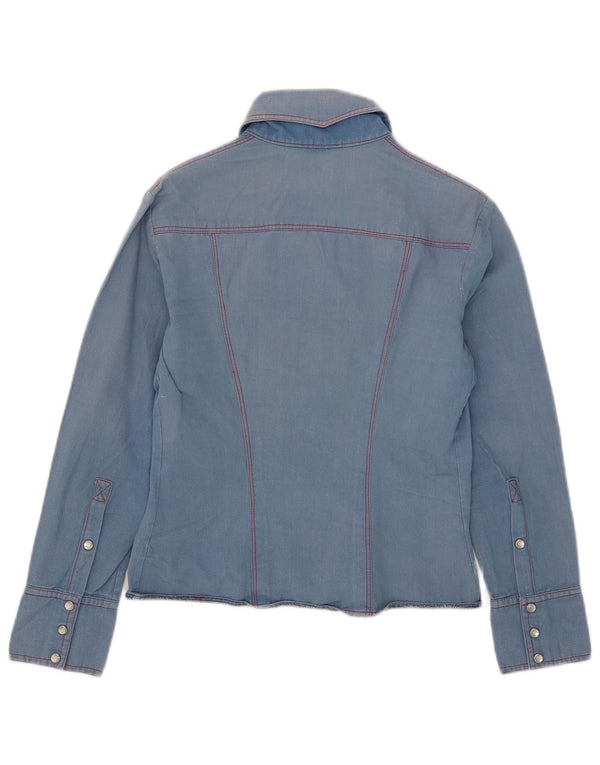 Vintage Dame Denim Shirt UK 10 Small Blue