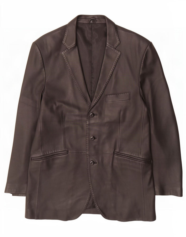 Ben Sherman Veste blazer en cuir à 3 boutons pour homme UK 40 Large Noir