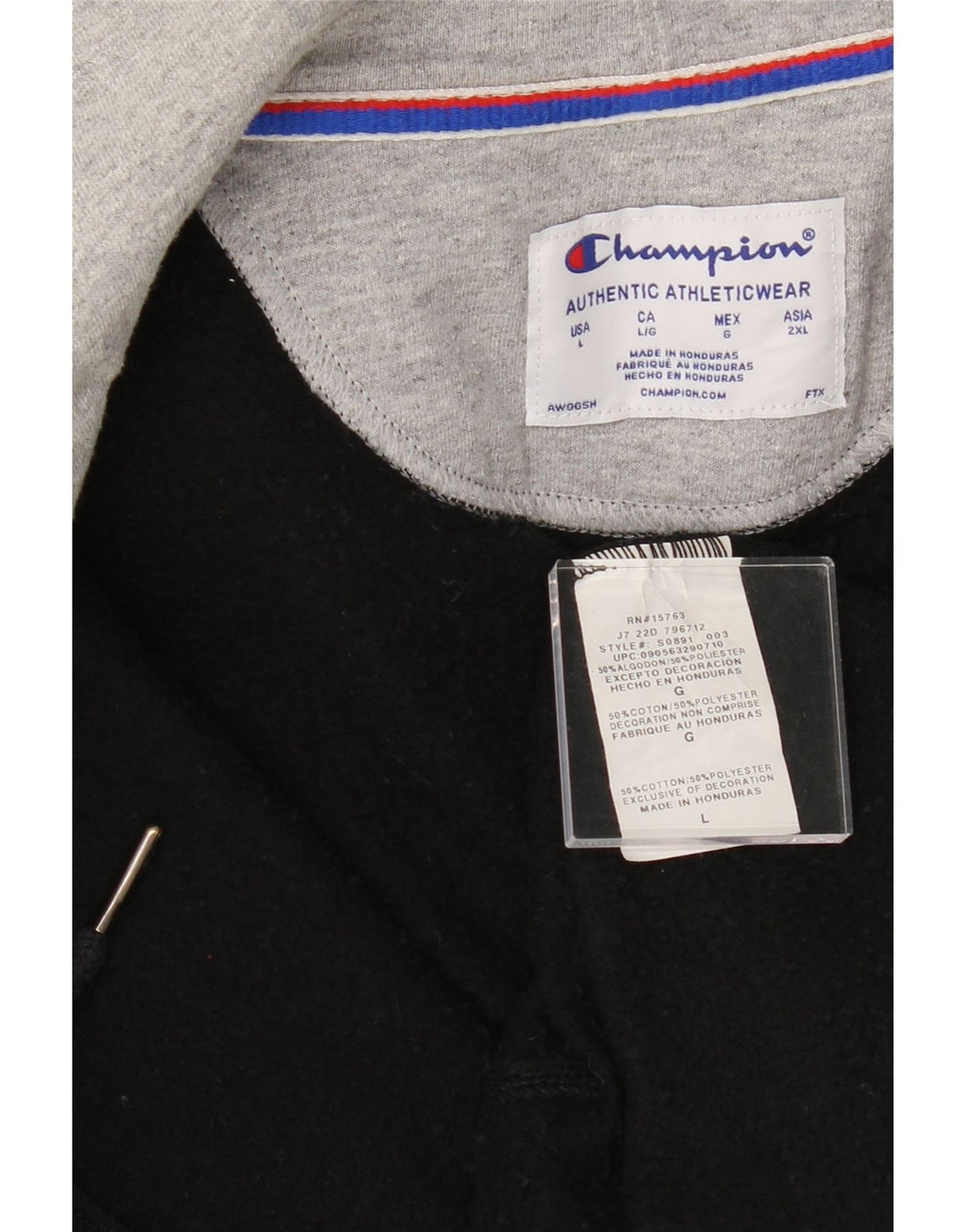 CHAMPION Mens Zip Hoodie Sweater Large Black Cotton Vintage Champion and Second-Hand Champion from Messina Hembry 