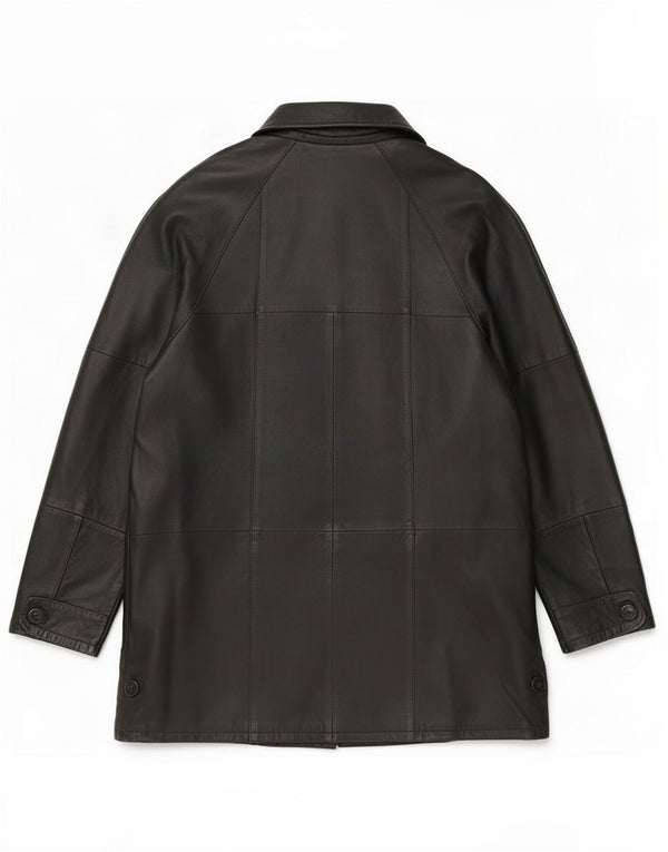 Lavorazione Artigianale Abrigo de cuero para mujer IT 46 Large Black