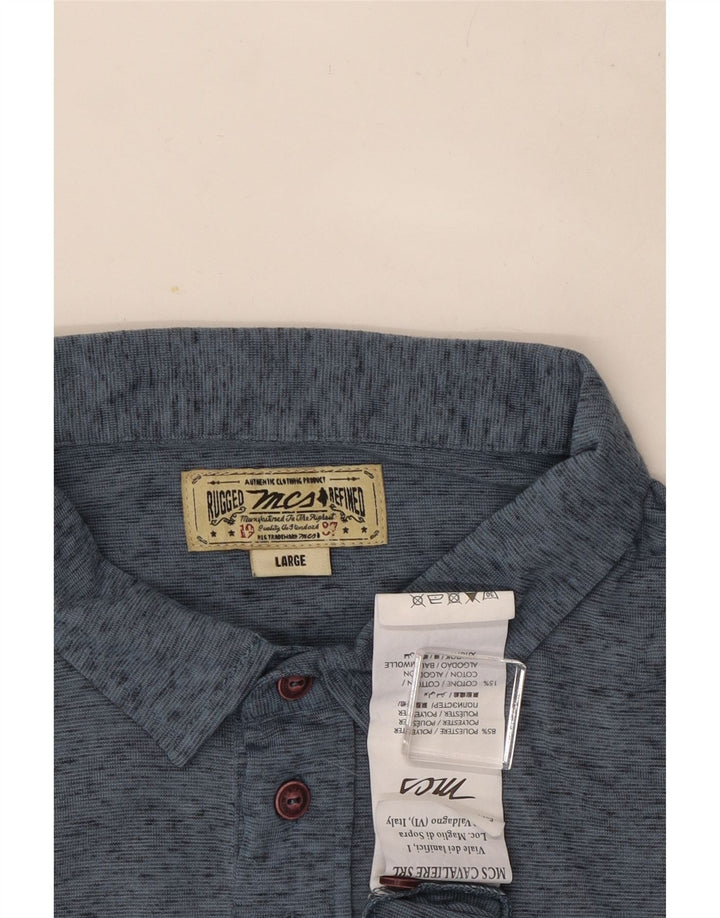 Marlboro Classics Mens Polo Shirt Large Blue Flecked Polyester