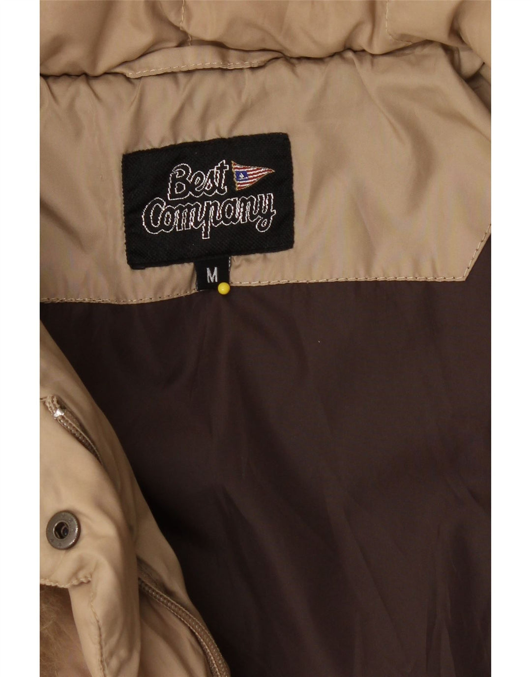 BEST COMPANY Womens Hooded Padded Jacket UK 14 Medium Beige Polyester Vintage Best Company and Second-Hand Best Company from Messina Hembry 