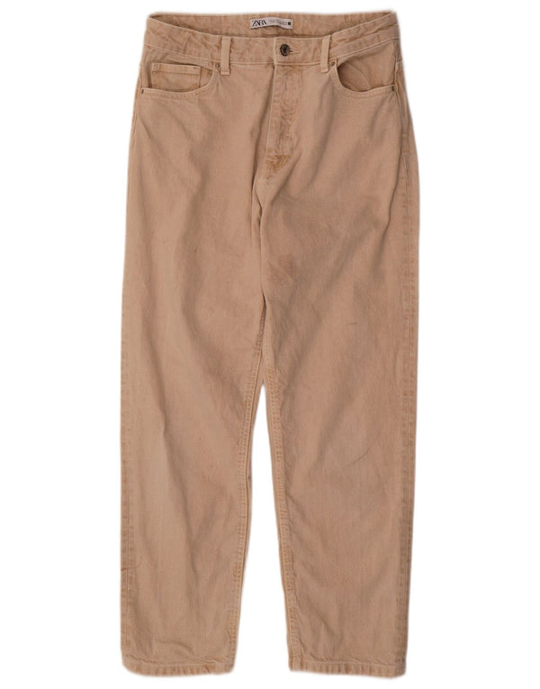 Zara Mujer Pantalón Casual Recto EU 40 Medium W30 L28 Algodón Beige
