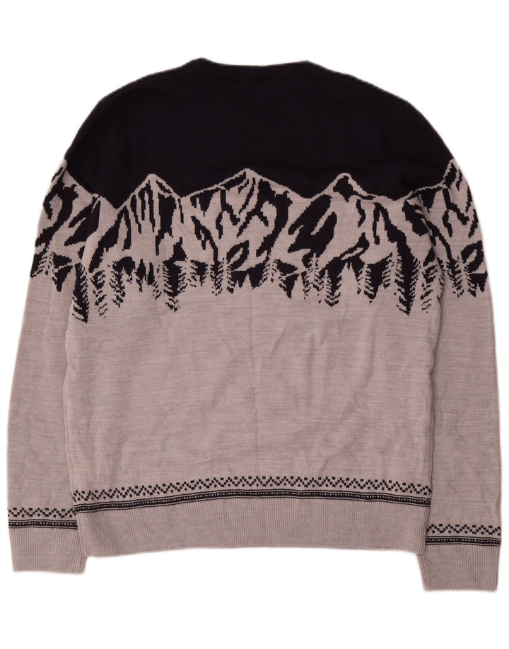 Marks & Spencer Mens Crew Neck Jumper Sweater Medium Grey Colourblock