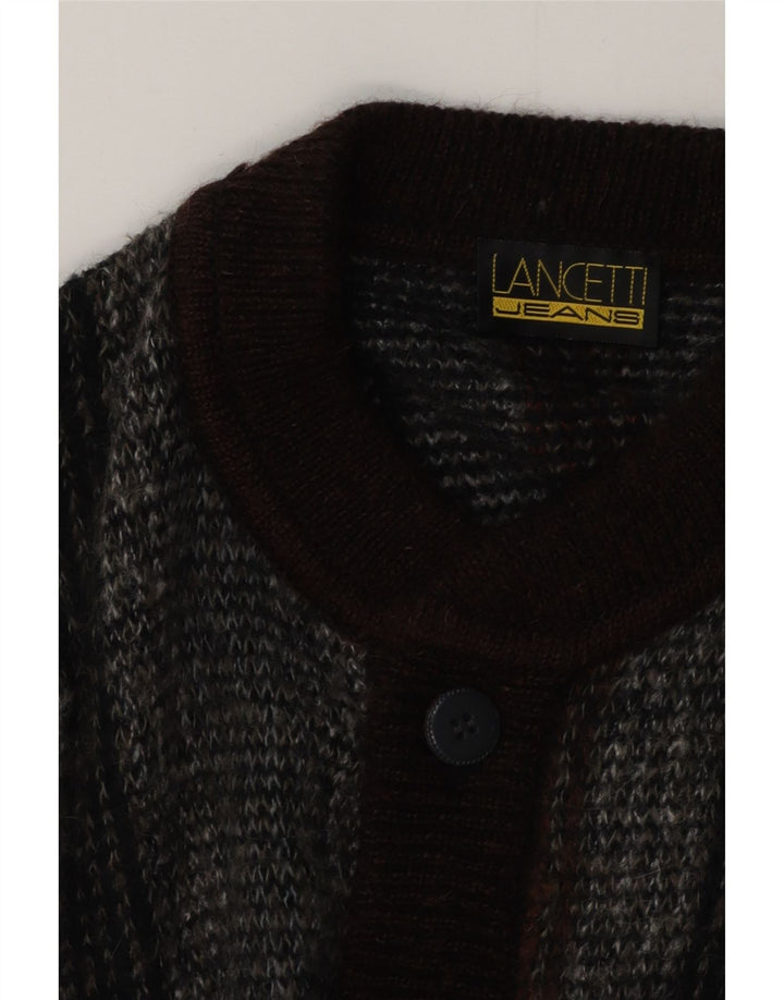 Lancetti herre cardigan sweater mellem grå stribet