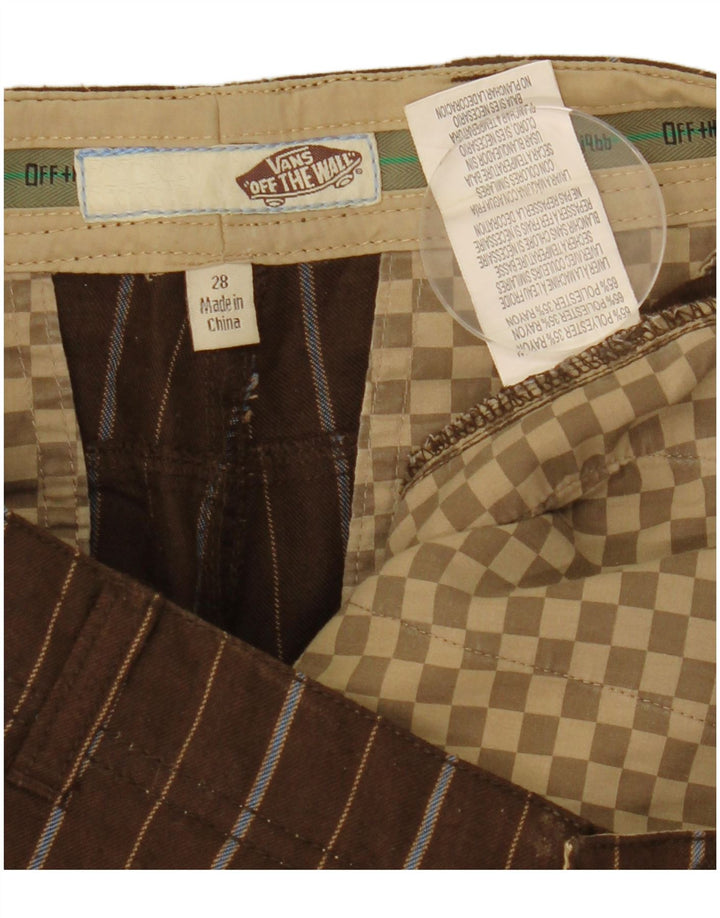 Vans Mens Chino Shorts W28 Small  Brown Striped Polyester