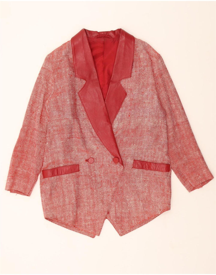 VINTAGE Womens Double Breasted Blazer Jacket UK 14 Large Red Flecked Vintage Vintage and Second-Hand Vintage from Messina Hembry 