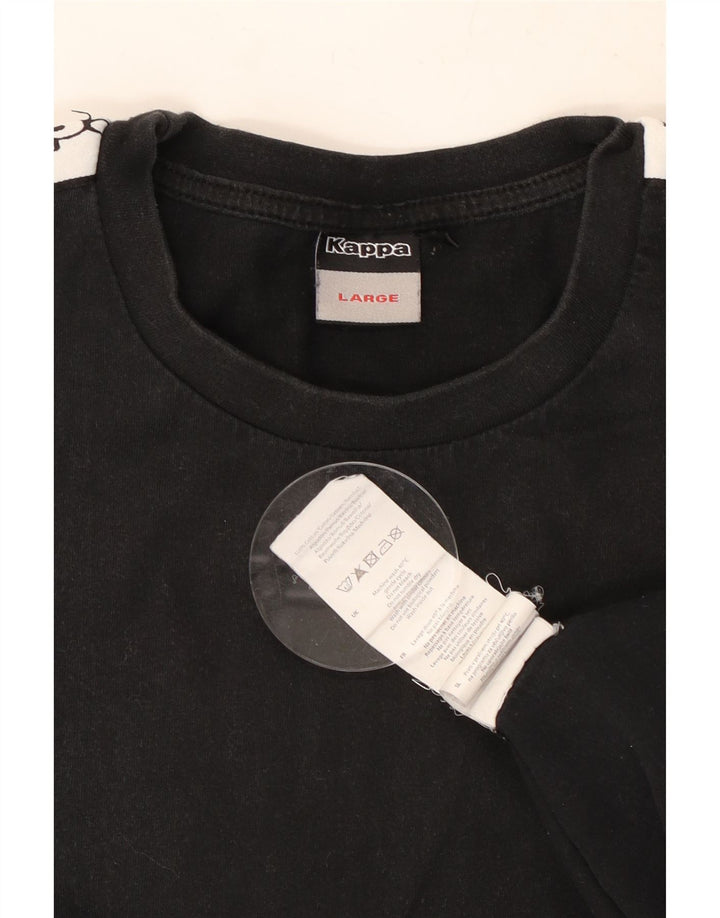 Kappa Mens Graphic T-Shirt Top Large Black Cotton
