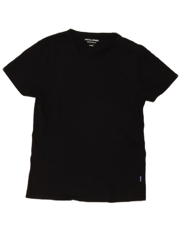 Jack & Jones Mens Short Sleeve Slim Fit T-Shirt Top Large Black Cotton