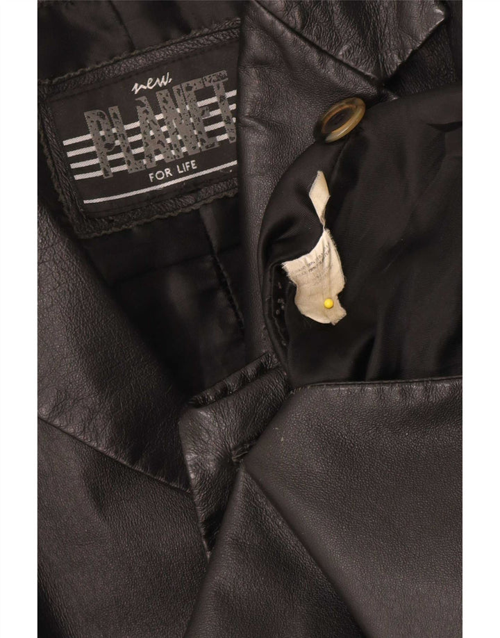 vintage Mens Cuir 2 Bouton Blazer Veste UK 36 Petit Noir Classique
