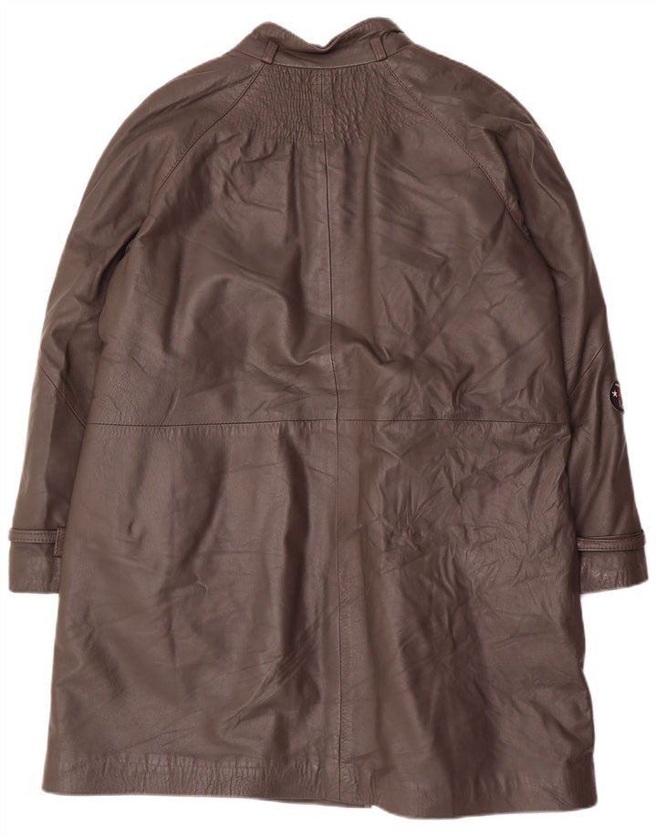 Abrigo de cuero vintage para mujer IT 48 XL Gris