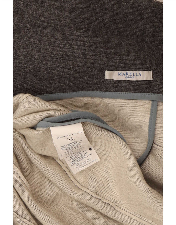 Marella Dame Dobbeltradet Blazer Jakke UK 18 XL Grå Uld