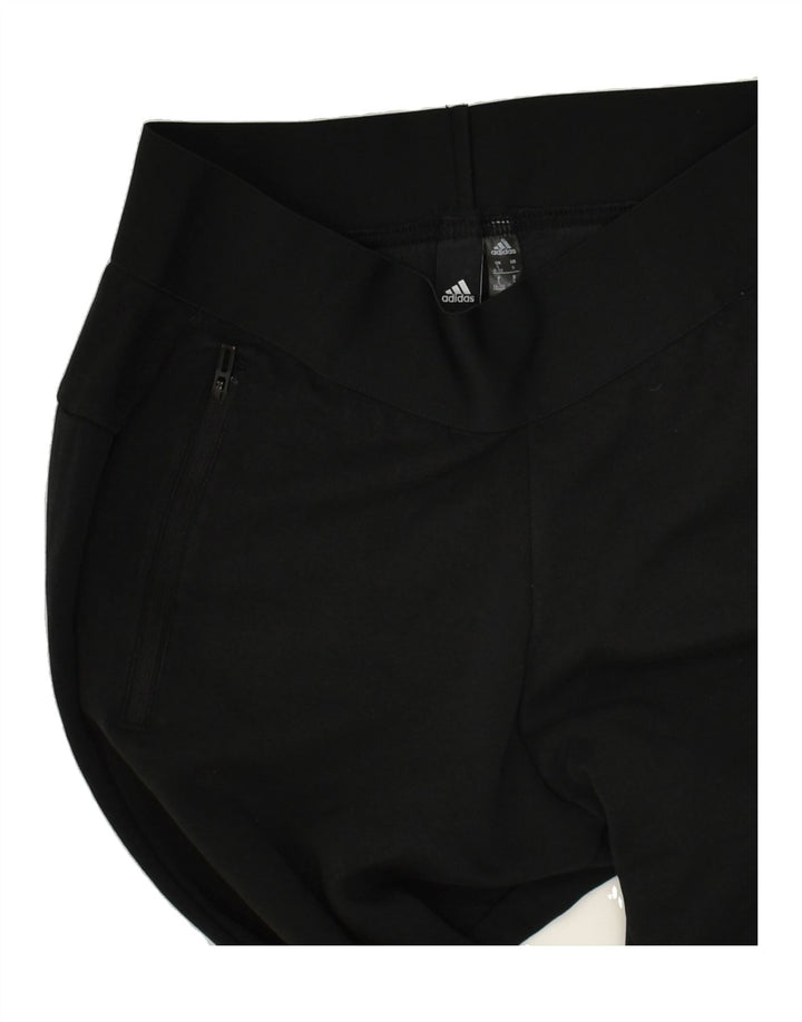 ADIDAS Womens Tapered Casual Trousers UK 8/10 Small W29 L27 Black Cotton | Vintage Adidas | Thrift | Second-Hand Adidas | Used Clothing | Messina Hembry 