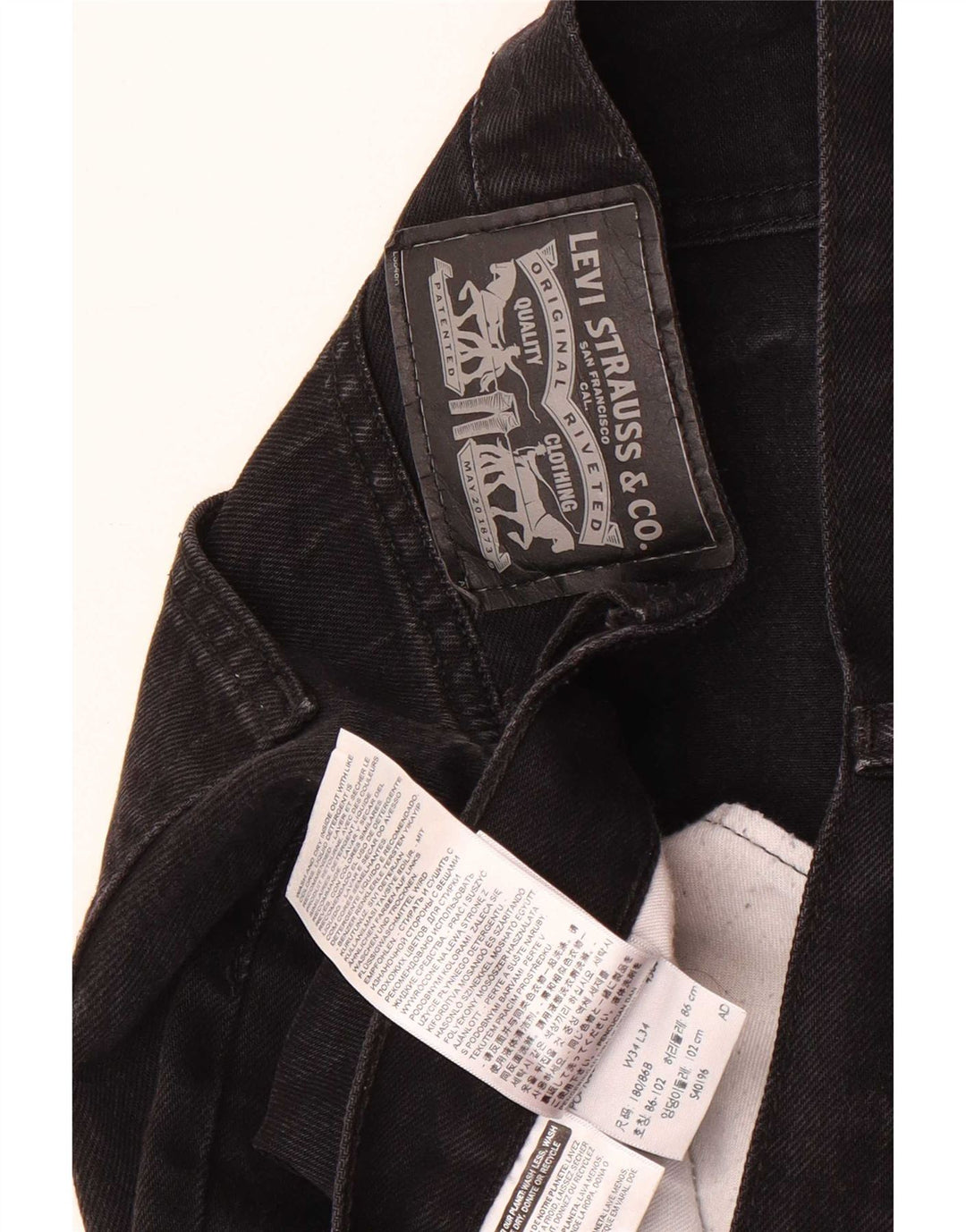 Levi's Mens Straight Jeans W34 L34 Black Cotton