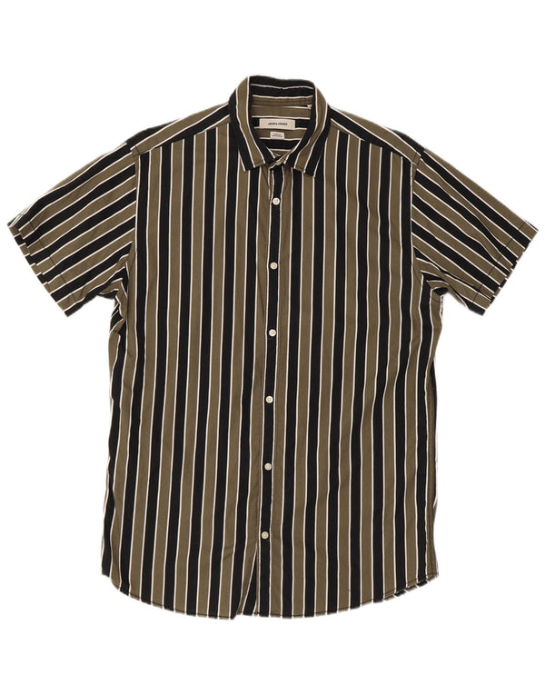 Ανδρικό κοντομάνικο Jack & Jones πουκάμισο με κανονική εφαρμογή, μεσαίο πράσινο ριγέ