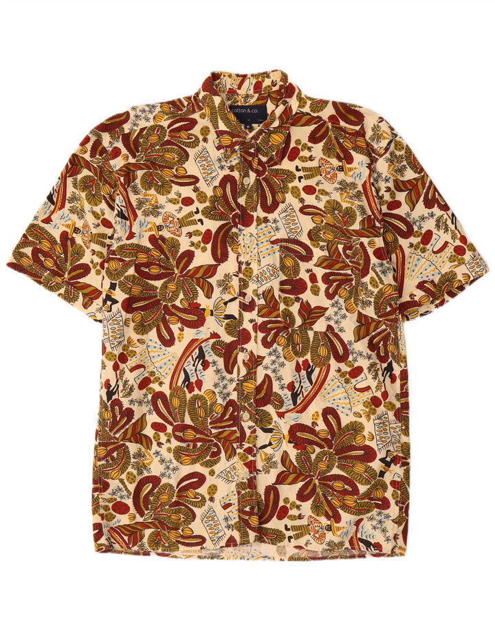 Vintage Mens Short Sleeve Shirt Medium Multicoloured Paisley Cotton