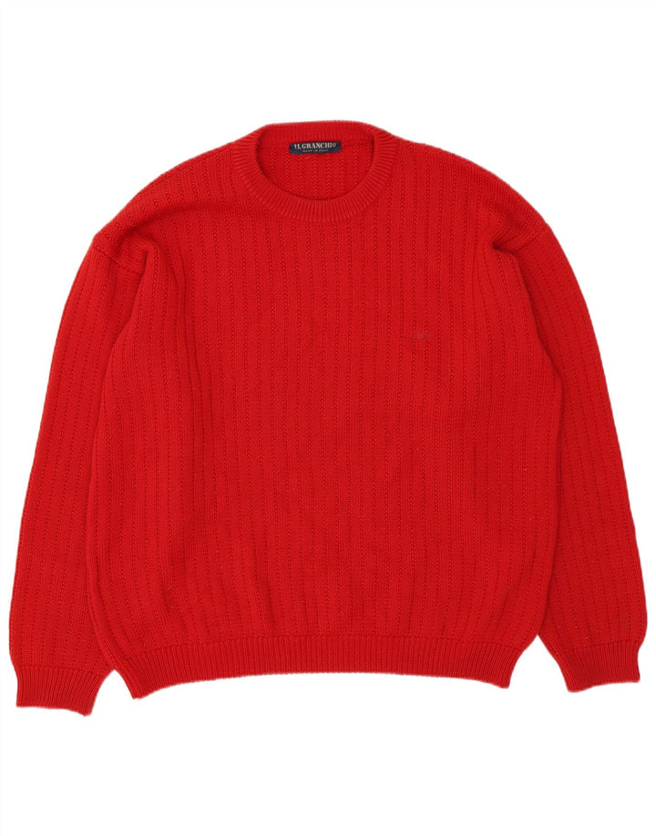 Il Granchio Mens Crew Neck Jumper Sweater XL Red Wool