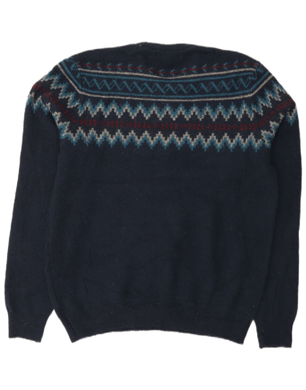 Ανδρικό πουλόβερ Marks & Spencer Crew Neck Jumper Medium Navy Blue Fair Isle