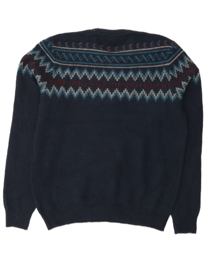 Maglione maglione girocollo da uomo Marks & Spencer medio blu navy Fair Isle