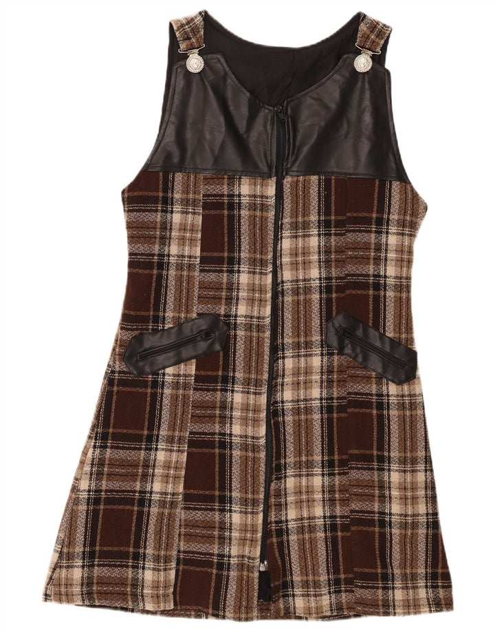 Vintage Womens Sleeveless A-Line Dress IT 44 Medium Brown Check