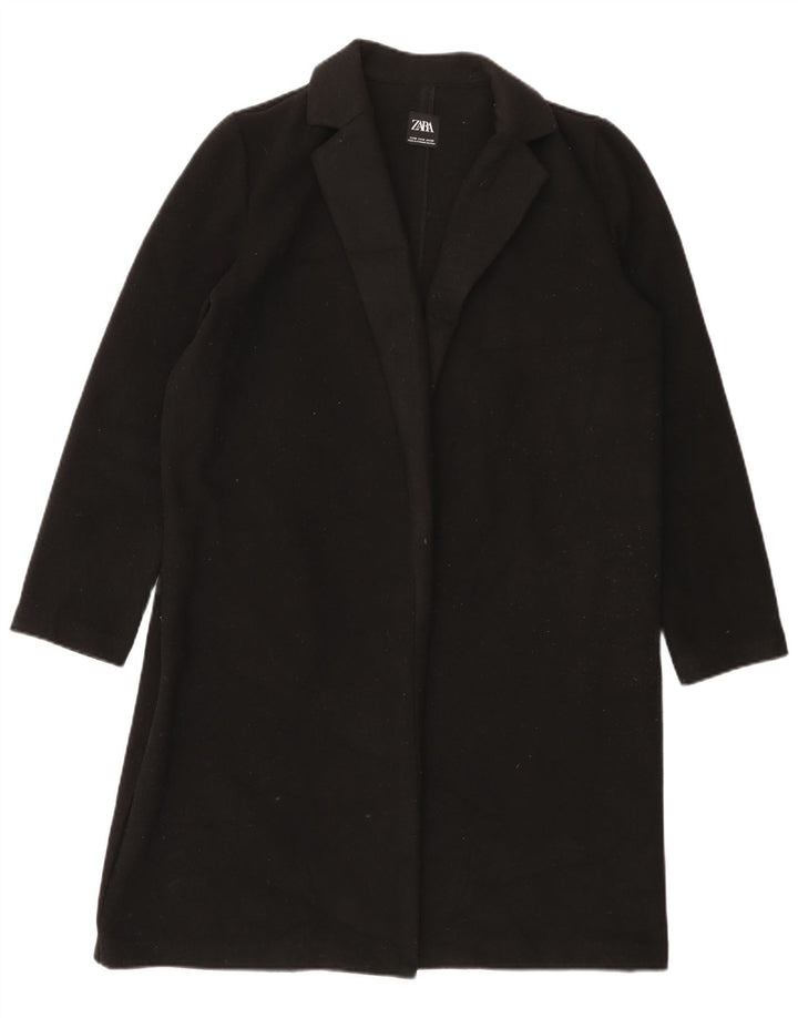 Zara Womens Loose Fit Open Overcoat UK 14 Medium Black Polyester