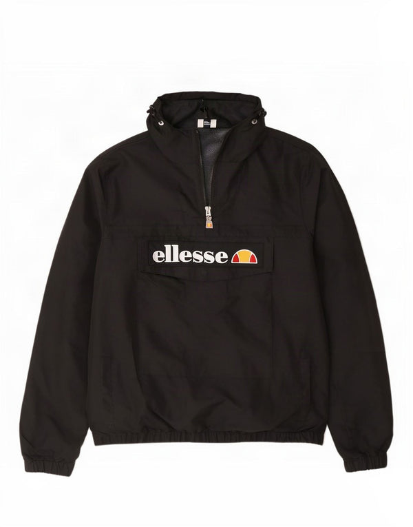 Ellesse Chaqueta anorak con capucha y gráfico para hombre UK 40 Large Black Sports