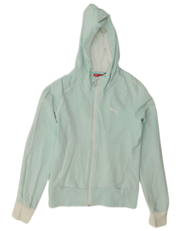 Felpa con cappuccio e zip da donna Puma UK 10 Small Cotone color block turchese