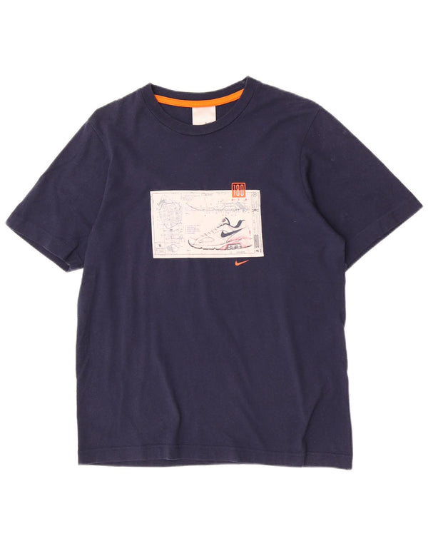 Nike Mens Graphic T-Shirt Top UK 36/38 Small Navy Blue Cotton