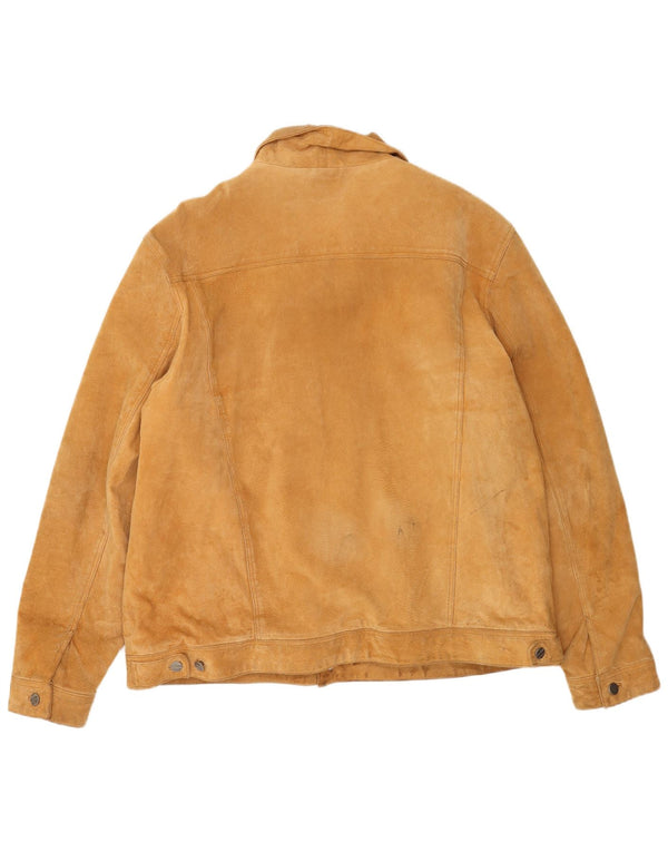 Vintage Mens Loose Fit Sherpa Suede Jacket EU 60 Large Beige Leather