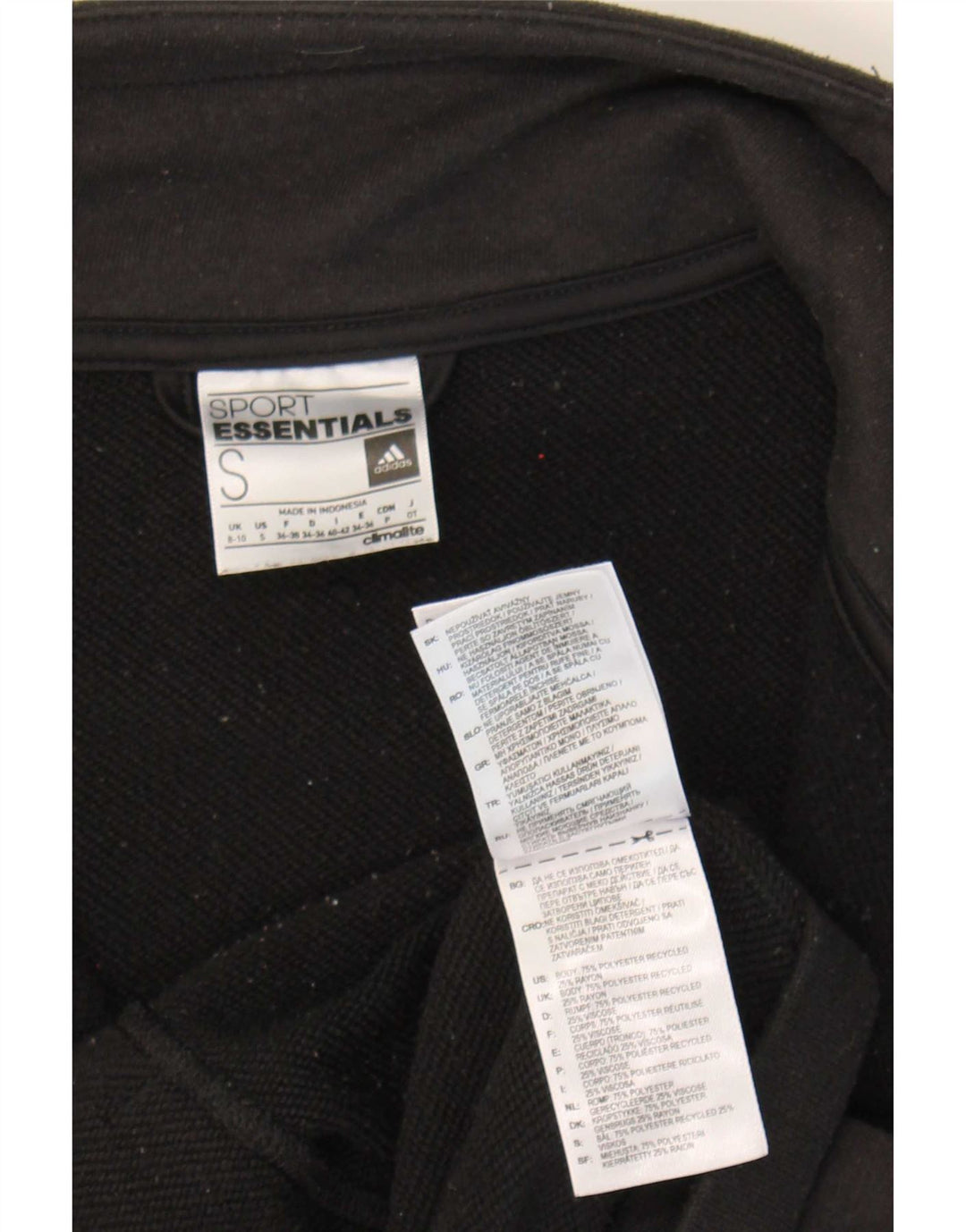 Adidas Damen Climalite Trainingsanzug Top Jacke UK 8/10 Small Schwarz Polyester