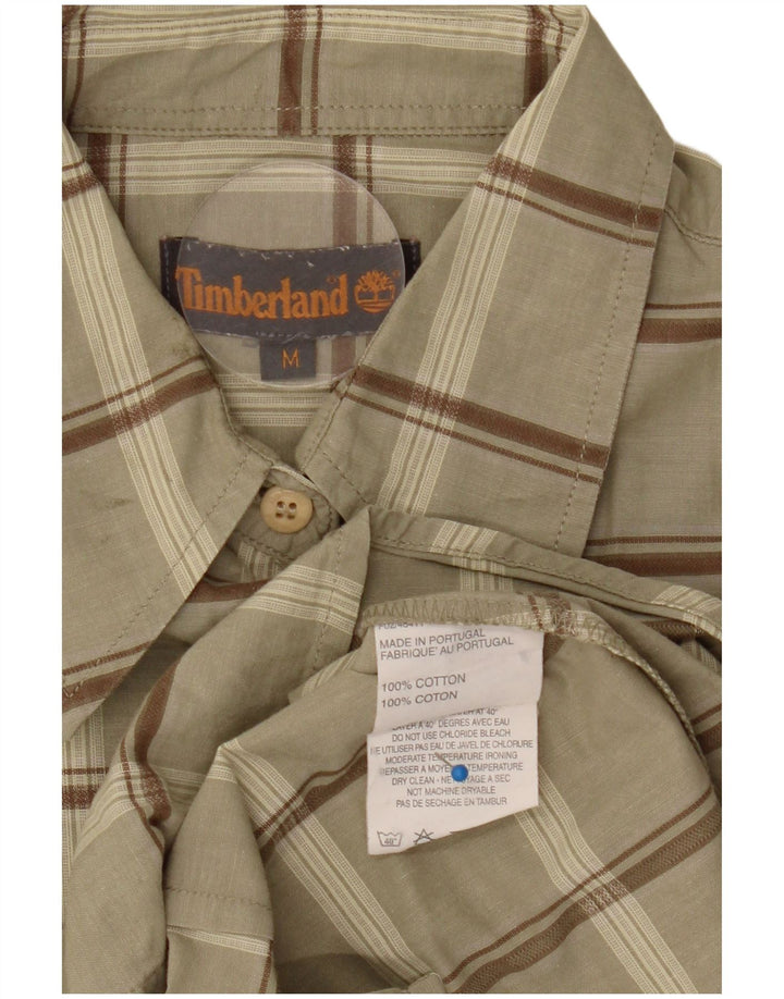 Timberland Womens Shirt UK 14 Medium Khaki Check Cotton