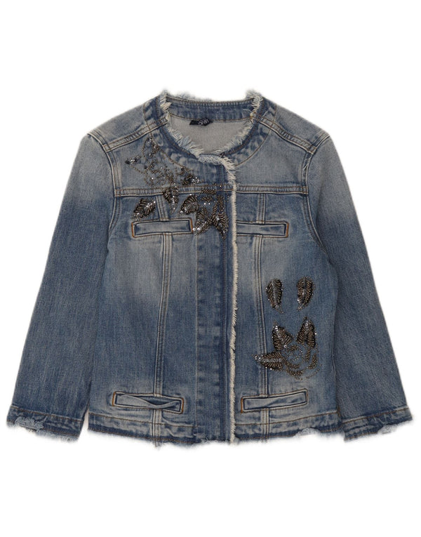 Liu Jo Womens Crop Denim Jacket UK 8 Small Blue Cotton