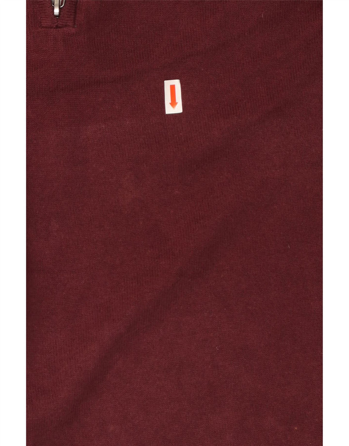 IZOD Mens Zip Neck Jumper Sweater Medium Maroon
