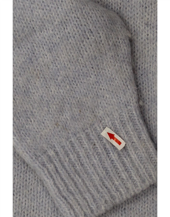 Zara Dame Oversized Crew Neck Jumper Sweater UK 18 XL Blå Polyester