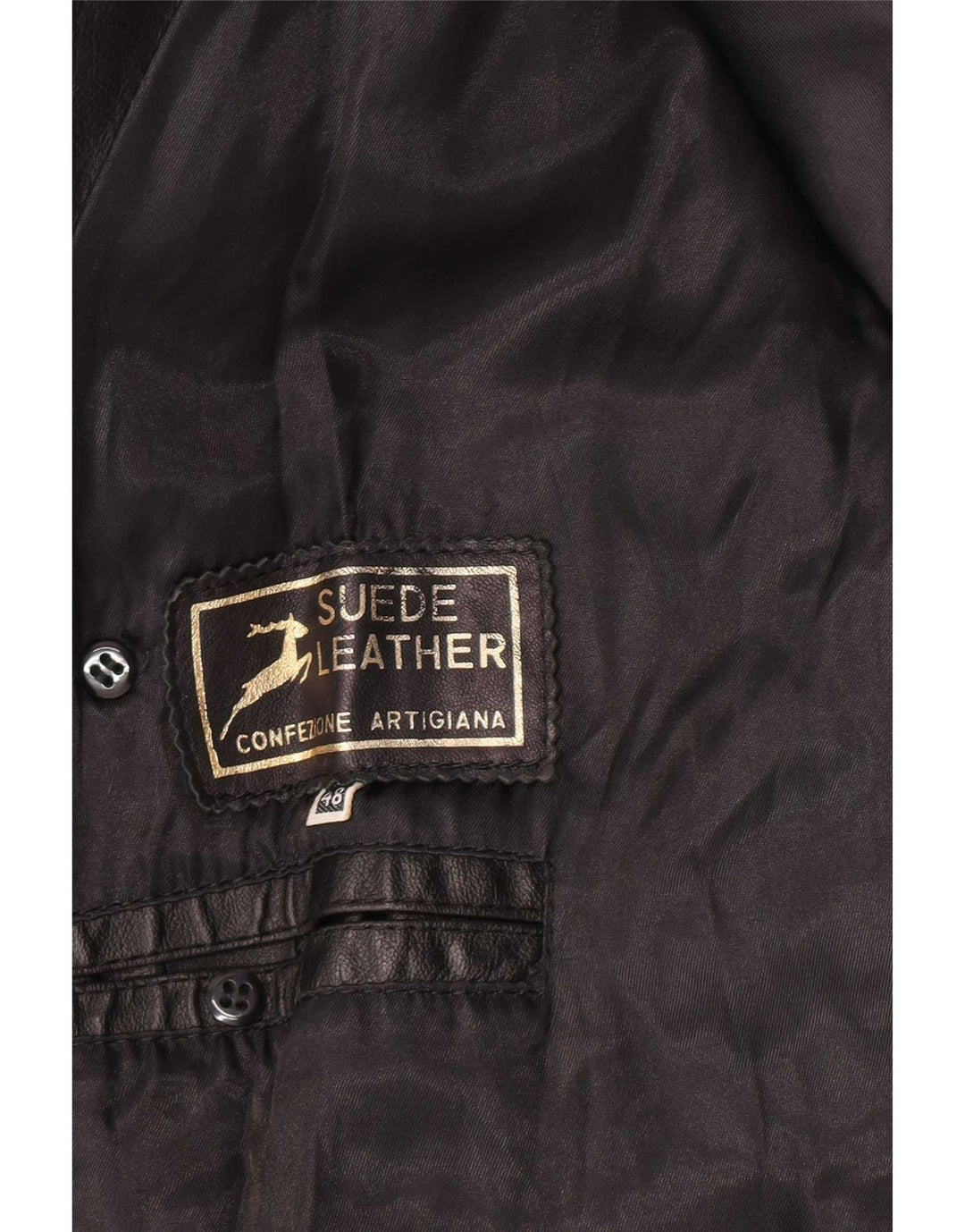Vintage Herren Leder Pea Coat IT 48 Medium Black Classic