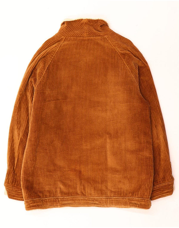 Vintage Sherpa Corduroy-jakke til mænd UK 42 XL Brun Colourblock Bomuld