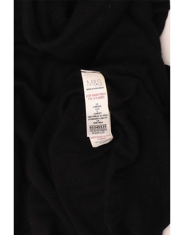 Marks & Spencer Mens Roll Neck Jumper Sweater Large Black Cotton