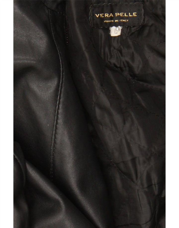 Giacca in pelle vintage da donna UK 16 grande in pelle nera