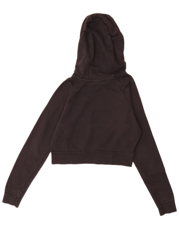 Felpa con cappuccio grafica corta oversize da donna Nike UK 6 XS cotone nero