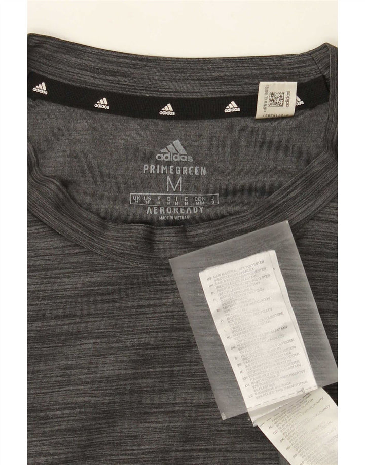 Adidas Mens Aeroready T-Shirt Top Medium Grey Flecked Polyester