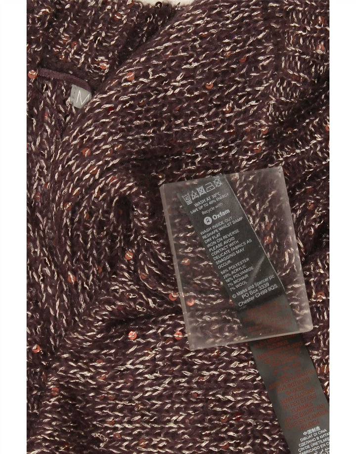 Marks & Spencer Womens Open Cardigan Sweater UK 18 XL Brown Polyester